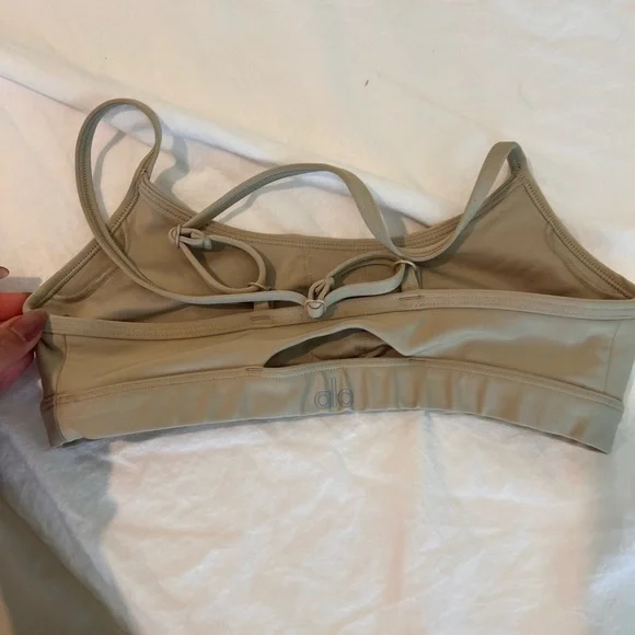 ALO Yoga Bra and Shorts Set in Beige - Picture 6 of 7